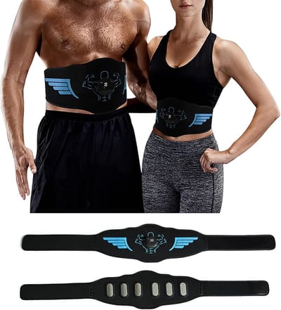 Spierversteviger voor de buikspieren, trainingsband voor de buikspieren, tailletrimmer, buikspieroefeningen, intelligent fitnessapparaat voor mannen en vrouwen, buik/arm/been, thuis of op kantoor, zwart