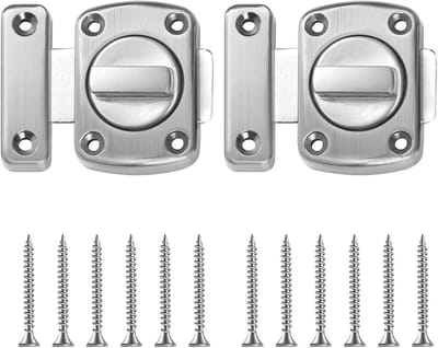 Inovra Plus - Deurgrendel diefstalbeveiliging 2 stuks roestvrij staal draaigrepen - deurslot kastdeur draaislot grendel - geborsteld zilver - inclusief schroeven - veilige sluiting voor diverse deuren.