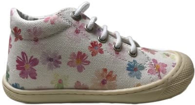 Naturino - Cocoon - mt 24 - veters bumper canvas schoenen - kleurrijke bloemen - wit