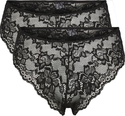 Pieces Dames Slip V-Shape PCLINA Kant Zwart 2-Pack - Maat XS