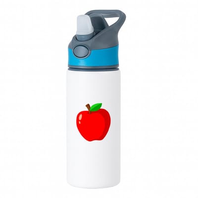 Hacebo® - Rode appel waterfles met rietje blauw - Appel - fruit liefhebbers - Fruit - vrucht - gezond eten - water fles - 650ML