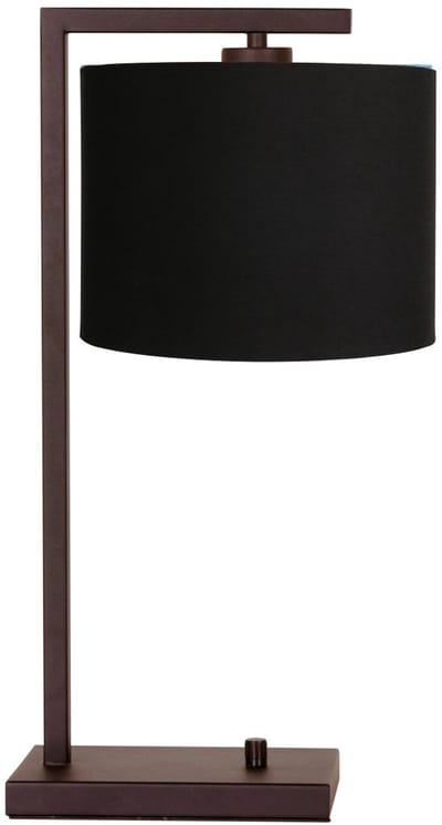 Cacao Tafellamp Stang 4883CA 51cm hoog met zwarte linnen kap en goudkleurige binnenkant - Steinhauer