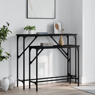 vidaXL - Wandtafels - 2 - st - bewerkt - hout - zwart