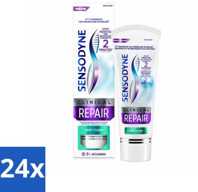 24 x Sensodyne - Tandpasta - Clinical Repair - Deep Clean - Grondige Reiniging - 75 ml - Gevoelige Tanden - Tandpasta - Sensodyne - Tandenpoetsen - Tandplak Verwijderen