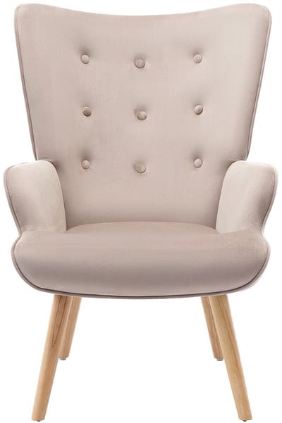 Vente-unique Fauteuil van beige velours VATELY