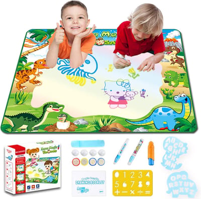 RX Goods Magische Dinosaurus Water Tekenmat incl. 17 Accessoires – Aqua Magic Tekenen – Tekenbord Mat - Kinderen