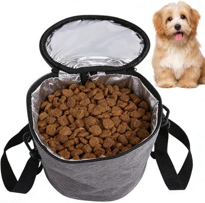 Huisdier Training Traktatie Tas - Hond Snackhouder - Hondentraining - Opvouwbaar Ontwerp - 20 x 20 x 3 cm - Donkergrijs