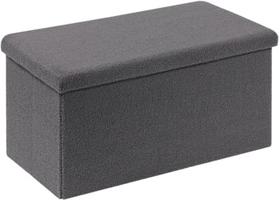 Zitbank met Opbergruimte en Fluwelen Afwerking - Opvouwbare Kist en Voetenbank in Grijs 80 x 40 x 40 cm