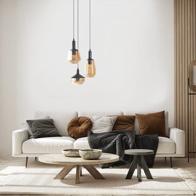 LumenXL Design hanglamp in amber glas, 3-lichts - Mala