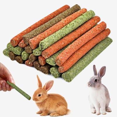 Natuurlijke Kauwsnacks voor Hamsters, Cavia's en Konijnen - 60 Stuks in 3 Smaken voor Gezond Kauwplezier