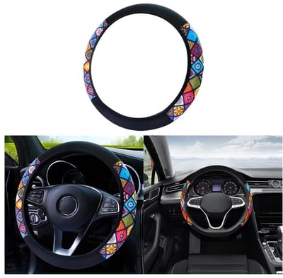 Dailygoods- Stuurhoes Elastisch - Universeel - Polyestervezel - Zwart/Gekleurd - Auto Accessoires - Gebruiksvriendelijk Installatie - Stuurwielhoes