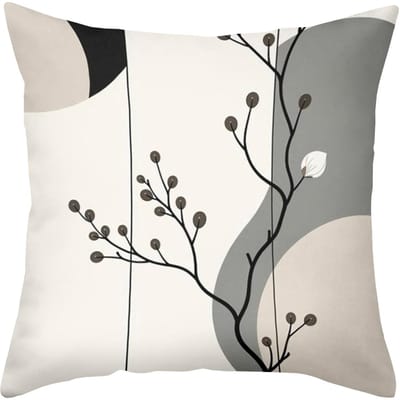 Zwart Wit Bloemenpatroon Decoratief Kussen Kussenset Polyester kussensloop, bank decoratief kussenhoes Hoofdbord Kussen 50x50cm