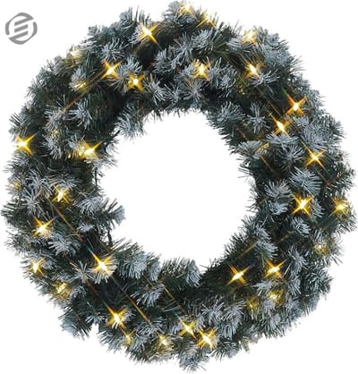Equivera Kerstkrans met Verlichting - Kerstversiering - Adventskrans - Kerst Decoratie - Kerstdecoratie - Kerstkrans - Kerstslinger met Verlichting - Kerstkrans Voordeur - Kerstkrans met Verlichting Buiten - Kerstkrans met Lampjes voor Buiten