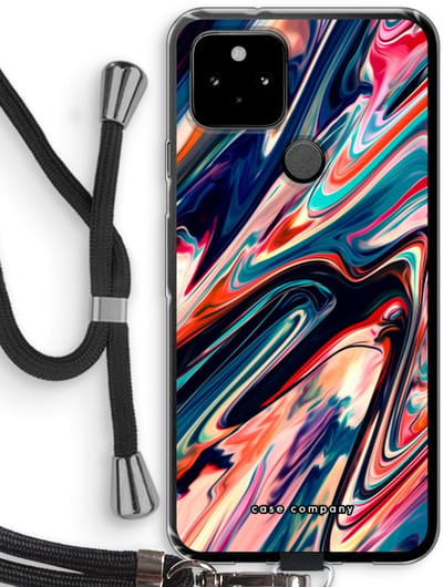 Case Company® - Hoesje met koord geschikt voor Google Pixel 5 hoesje met Koord - Quantum Being - Telefoonhoesje met Zwart Koord - Bescherming aan alle Kanten en Over de Schermrand