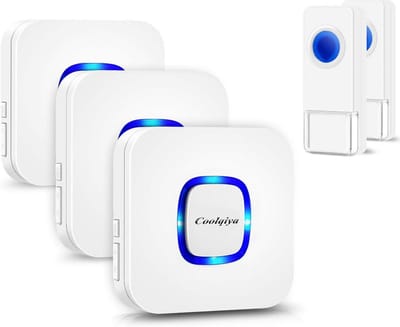 Draadloos Deurbel Set met 2 Waterdichte Drukknoppen en 3 Plug-in Ontvangers, 300m Bereik