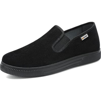 Chaussures en tissu de Pékin pour hommes Été Respirantes Chaussures en toile pour hommes Décontractées Basse Tige Une Pied Confortables Semelle Souple Chaussures de Travail pour Hommes 41 black