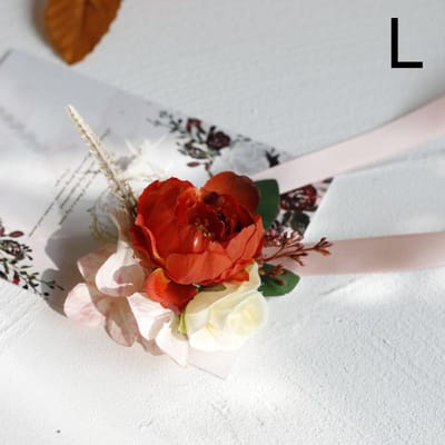 Corsage de Poignet Demoiselle d'Honneur Sœurs Fait Main Fleur à la Main Rose en Soie Artificielle Ruban Bracelet Décoration Mariage Soirée Dansante