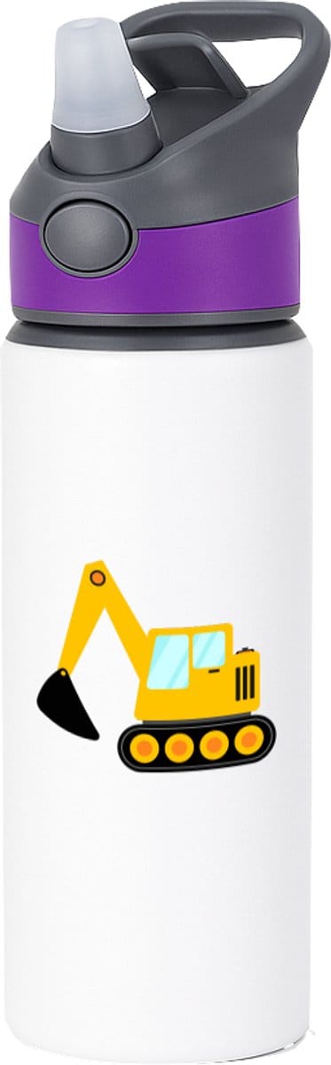 Hacebo® - Shovel waterfles met rietje paars - Trekker - Bouwmeester - Werken in de bouw - bouwer - bouwvakarbeider - klusjesman - water fles - 650ML