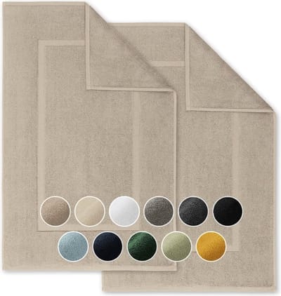 set van 2 badmatten, badmat - zachte douchemat, 100% katoen, Oeko-Tex gecertificeerd, 51x79 cm, taupe