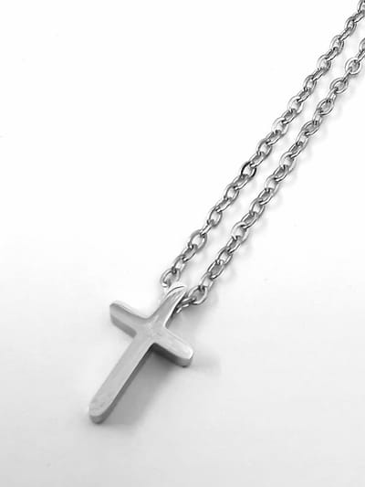 Ketting met mini kruisje - RVS - L 45 cm - kettingen ook mooi te combineren in lagen met andere ketting. Geloofsketting - Trendy - Classy - mooie details – niet opvallend