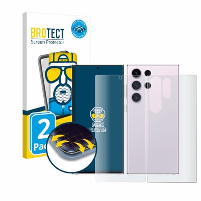 BROTECT - Screenprotector voor Samsung Galaxy S23 Ultra (Voor+Achter) - Folie Beschermfolie matte volledig dekking 2 Stuks