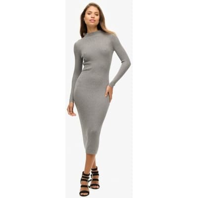 Superdry Rugloze Bodycon Midi-jurk Grijs Grootte: 36
