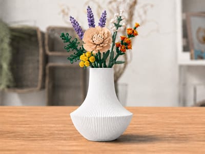 Skushy Vaas Wit - Geschikt voor Bouwbloemen - Japandi Designvaas voor Droogbloemen en Kunstbloemen - Sculpturale Decoratieve Vaas - Moderne Woondecoratie