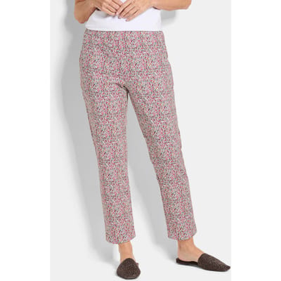 Gedessineerde broek van stretchmateriaal met een elastische tailleband - meerkleurig / gedess. - Gr. 22 van Goldner Fashion