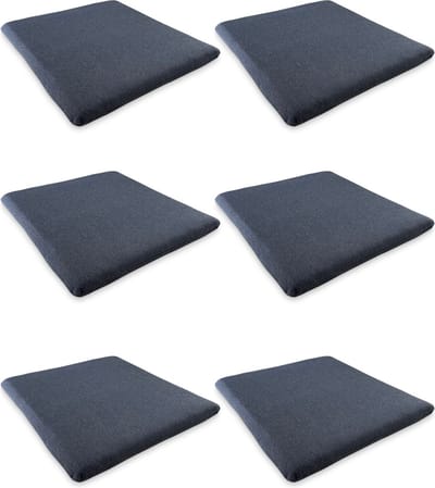 Madison - 6 stuks - universeel zitkussen - 41x38cm - tuinstoelkussens - blauw - vervangingskussen - vierkant