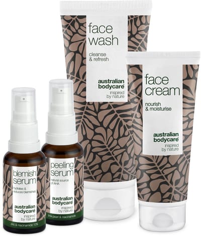 Australian Bodycare 4-Delig Pakket voor Onzuivere Huid en Puistjes - Diepreinigende Huidverzorging voor Vette Huid, Mee-eters en Acne