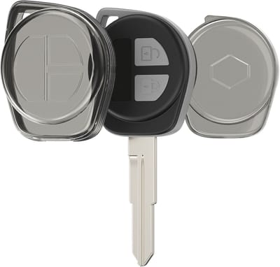 kwmobile autosleutel hoesje geschikt voor Suzuki 2-knops SmartKey autosleutel Keyless Go - Autosleutel behuizing van TPU - Transparant in zwart / transparant