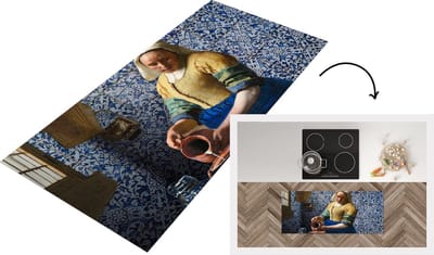 Keukenloper - Loper keuken - Melkmeisje - Delfts Blauw - Vermeer - 120x50 cm - Keukenloper vinyl