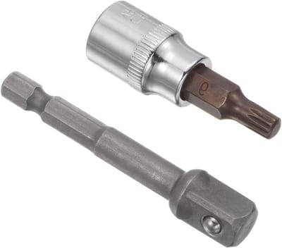 Spline Bit Socket 3/8" Drive x M6 (6mm) Sleutelverbinder, Premium S2 Staal, Hex Shank Booradapter voor Koppel- en Ratelmoeren, 4.8cm Lengte