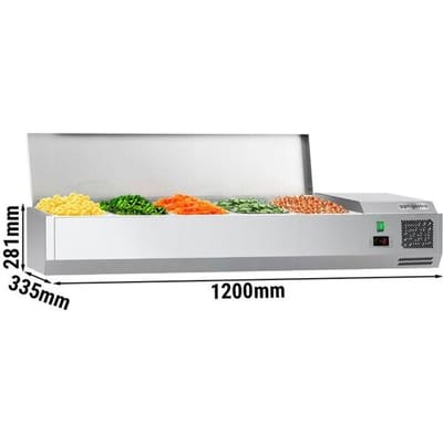 GGM Gastro Kühlaufsatzvitrine ECO - 1200x335mm - 5x GN 1/4 Zilver