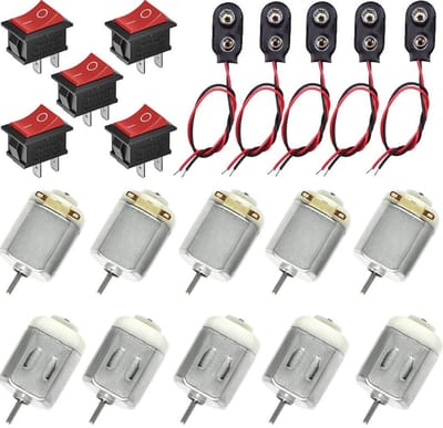 10 Stuks Mini Elektrische Motor 130 Micro DC Motor 1.5V-6V 20000rpm met Schakelaar en Batterijclip voor Arduino DIY Projecten