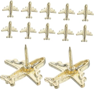 Vliegtuig Punaises - Decoratieve Spijkers - Kaarten Markeren - Stevig Metaal - 2 cm - Goud