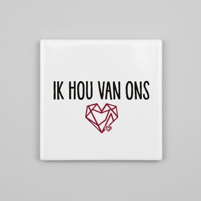 Ik Hou Van Ons – Modern Hart Liefdesquote Keramische Tegel 15 × 15 cm | Romantische Minimalistische Woondecoratie Cadeau