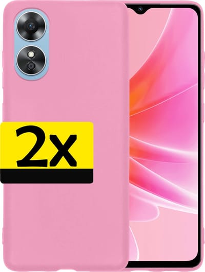 Hoesje - 2 Stuks - Geschikt voor OPPO A17 - Sterk & Shockproof - Case Siliconen - Back Cover - Telefoon Hoes - Telefoonhoesjes - Lichtroze