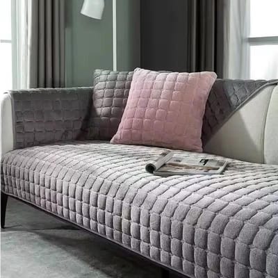 Coussin de canapé en flanelle épaisse, housse de canapé universelle en peluche de couleur unie, antidérapante, chaude et respirante, pour le salon 70x70cm 1pcs