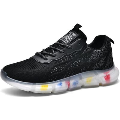 Chaussures de Course Décontractées pour Hommes Baskets Légères Été Maille Respirante Élastique Mode Chaussures de Sport d'Extérieur Chaussures de Jogging 39 noir