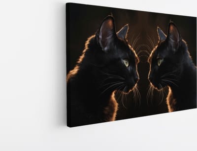 Saammp Canvas Schilderij - 2 katten - Natuur - Dieren - 45x30 - Foto op canvas - Wanddecoratie - Muurdecoratie Woonkamer - Slaapkamer decoratie - Canvas Print