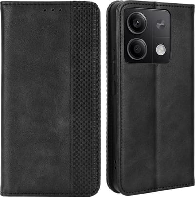 Coverup Hoesje - Geschikt voor Xiaomi Redmi Note 13 5G Hoesje - Coverup Vintage Style Book Case - Zwart