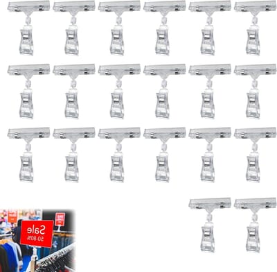Set van 20 Stuks Prijsbordhouders en Prijskaartjes Klemmen - Transparante Kaart Houder voor Winkel en Beurs