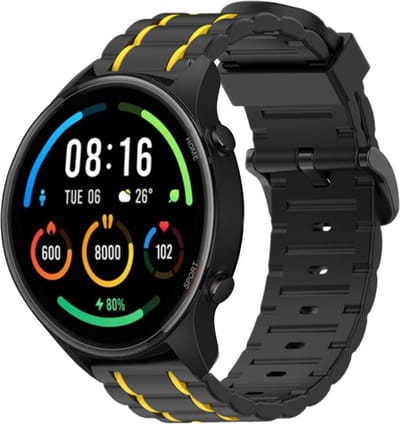 Strap-it Sport gesp bandje - geschikt voor Xiaomi Mi Watch / Xiaomi Watch S1 / Watch S1 Pro / Watch 2 Pro - Active - zwart/geel