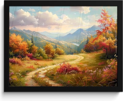 Poster in lijst - Fotolijst 40x30 cm - Posters - Landschap - Illustratie - Natuur - Posterlijst zwart - Decoratie - Wanddecoratie woonkamer - Muurdecoratie slaapkamer