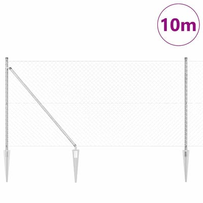vidaXL - gaashek - met - grondpennen - 10 - x - 1,2 - m - Gegalvaniseerd - staal - zilver