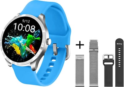 Belesy® Q9 PLUS - Smartwatch Dames – Smartwatch Heren - Horloge - 1.28 inch - Kleurenscherm - Stappenteller - Bloeddruk - Hartslag - 75+ Wijzerplaten – Sporten – Staal – Siliconen – Zilver – Blauw - Zwart - Kerstcadeau