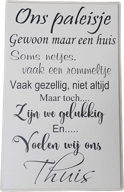 Tekstbord - spreukenbord - ons paleisje - huis - wall art
