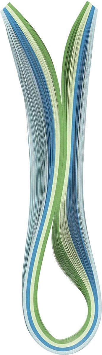 Quilling stroken, L: 78 cm, B: 5 mm, 120 gr, blauw, groen, lime groen, turquoise, 100 stuk