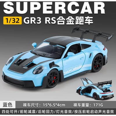 1:32 Go GT3 RS Modèle de Voiture Jouet Pneus en Caoutchouc Modèles à Tirer vers l'Arrière Amortisseurs Direction Roue Avant Véhicule Cadeaux d'Anniversaire